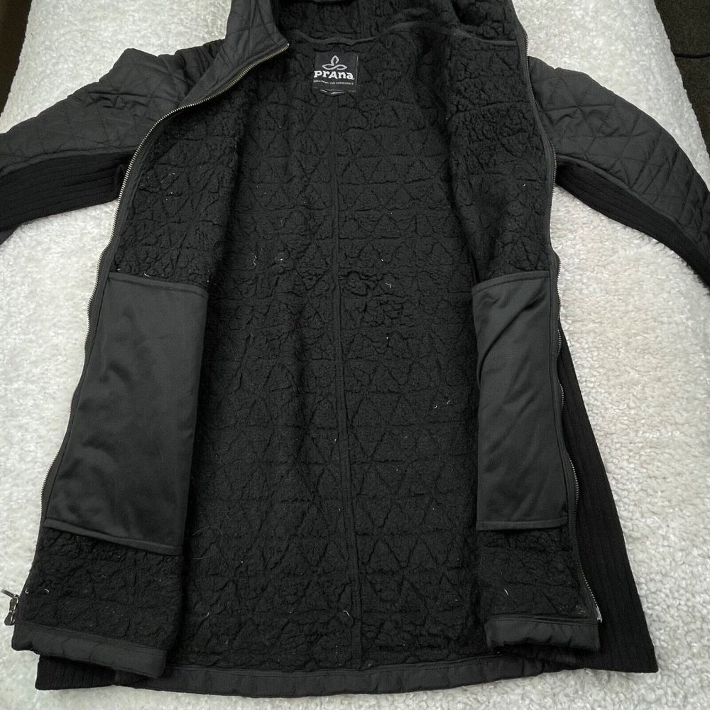 Prana Esla Long Black Sherpa Lined Coat - Picture 10 of 14